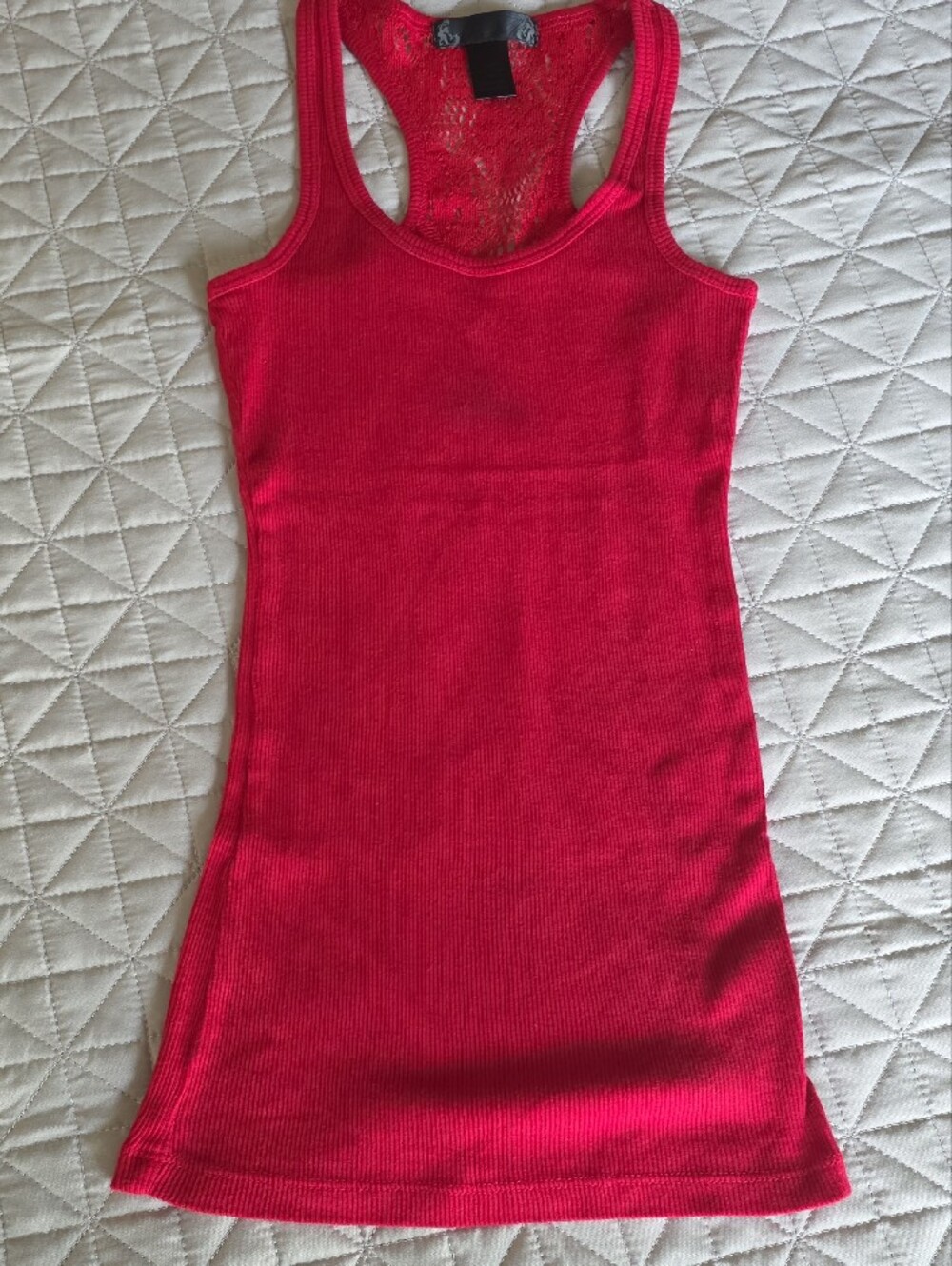 mandee Bright Red Ribbed Lace Racerback Tank - Picture 7 of 7